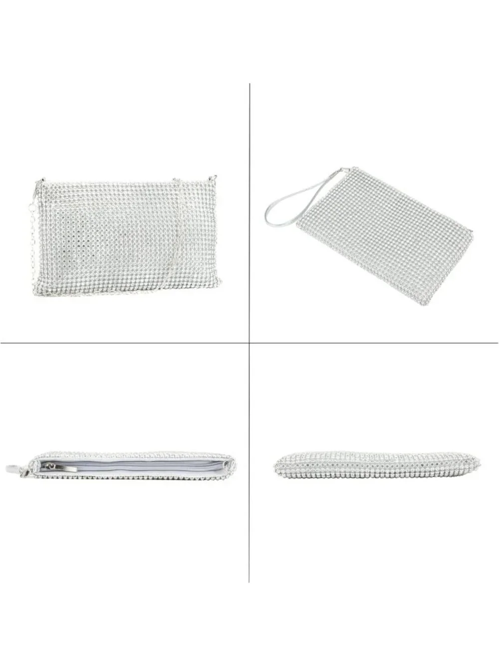 Sparkly Mesh Evening Clutch Bag for Women | Small Crystal Wristlet Purse
